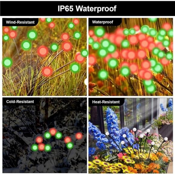 Solar Firefly Lights Outdoor Waterproof; 8 Modes Red and Green Firefly Swaying - Picture 6 of 7